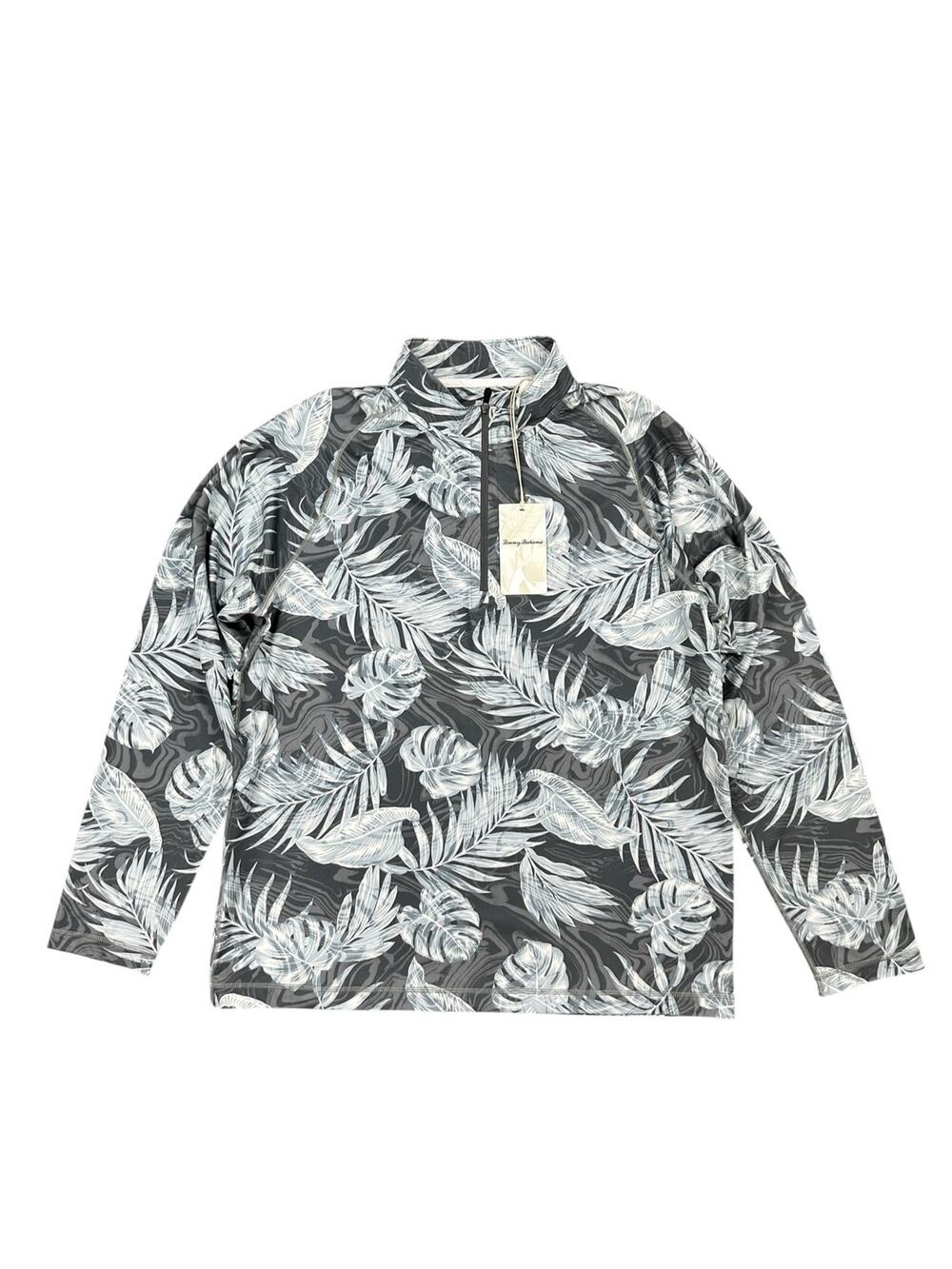 Tommy Bahama Marbled Monsterra Island Zone Half Zip UPF 30 Pullover — Large